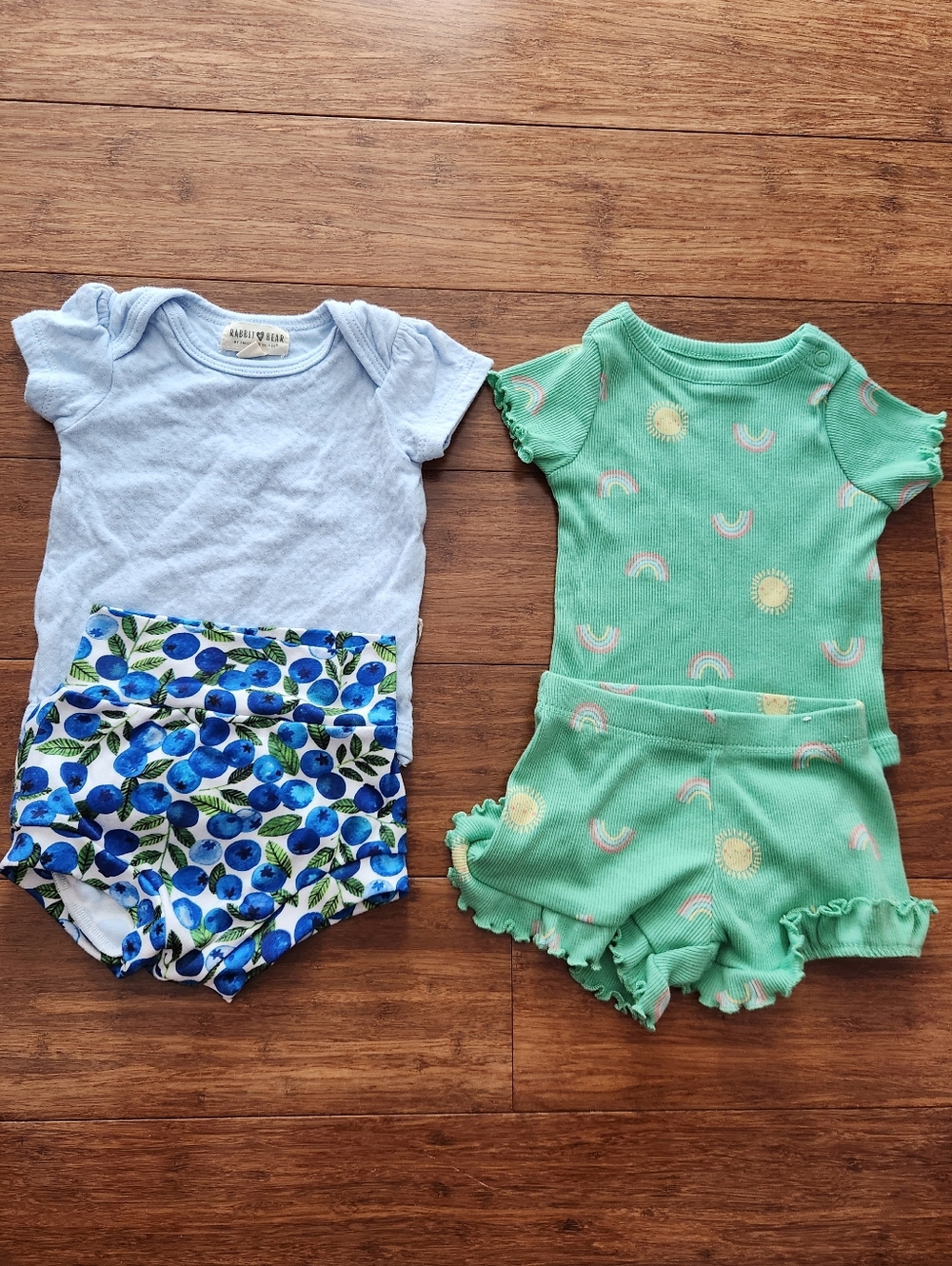 Set Of 2 Baby Girls Summer Short Sleeve Shorts Outfits Various Brands, 3 Months - Picture 1 of 7